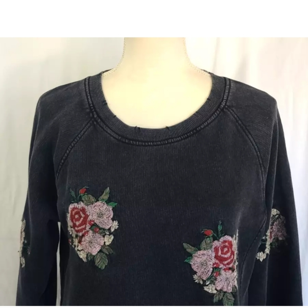 Lucky Brand Black Floral Sweatshirt